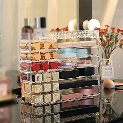 TYWZJ Soporte Organizador de Maquillaje acrílico Multifuncional Soporte de Almacenamiento de tocador de encimera para lápiz Labial Paleta de Sombras de Ojos Perfume y más
