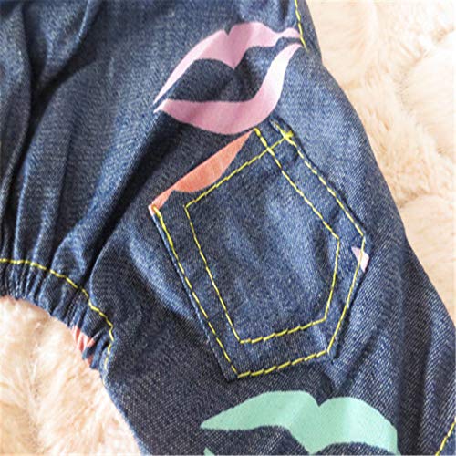 U/A Camiseta de Cuatro Patas de Mezclilla a Rayas para Mascotas Abrigo de Peluche