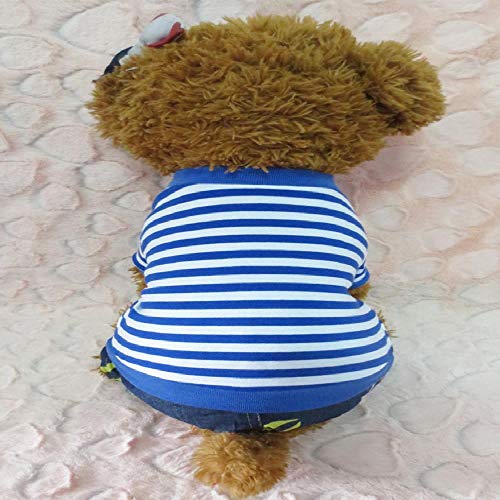 U/A Camiseta de Cuatro Patas de Mezclilla a Rayas para Mascotas Abrigo de Peluche