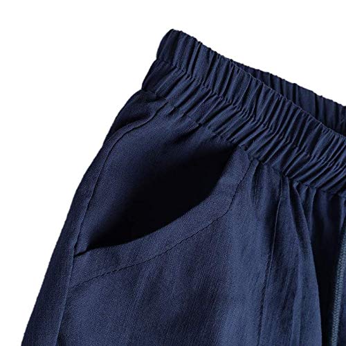 U/A Pantalones anchos para mujer de pierna ancha, informal, cintura elástica, pantalones sueltos Marrón café M