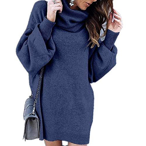 U/A Vestido de mujer suelto de cuello alto y largo Polvo de coque dental L