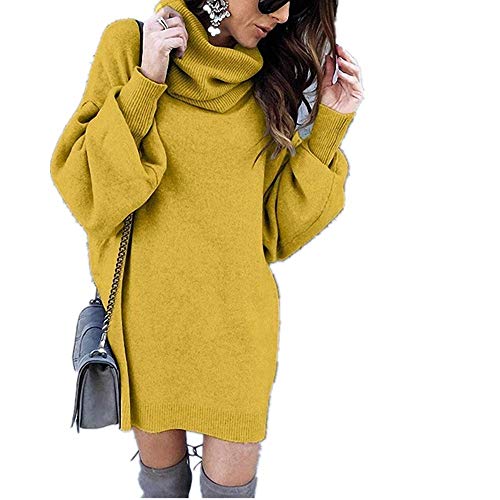 U/A Vestido de mujer suelto de cuello alto y largo Polvo de coque dental L