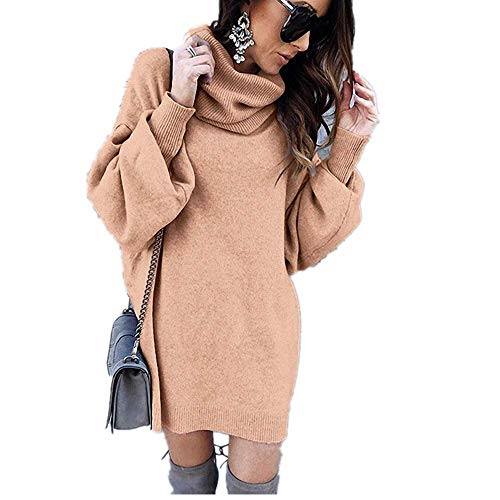 U/A Vestido de mujer suelto de cuello alto y largo Polvo de coque dental L