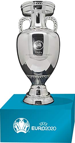 UEFA Euro 2020 Trophy Replica (100 mm) on Acrylic Pedestal, Unisex-Adult, Grey and Blue, 100mm