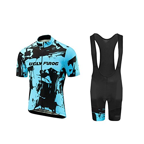 Uglyfrog Ropa Conjunto Traje Equipacion Ciclismo Hombre Verano con 20D Acolchado De Gel, Maillot Ciclismo + Pantalon/Culote Bicicleta para MTB Ciclista Bici DTML03