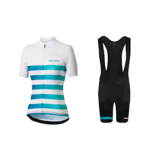 Uglyfrog Sets Ropa de Ciclismo, Maillot de Manga Corta y Culotte Corto para Mujer, Conjunto Ropa para Bicicleta Transpirable DTWL01