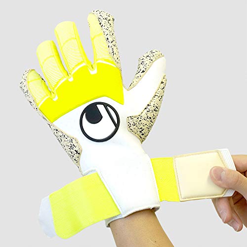 uhlsport Pure Alliance Supergrip+ Hn Guantes de Portero, Hombre, Blanco/Amarillo Fluor/neg, 8.5