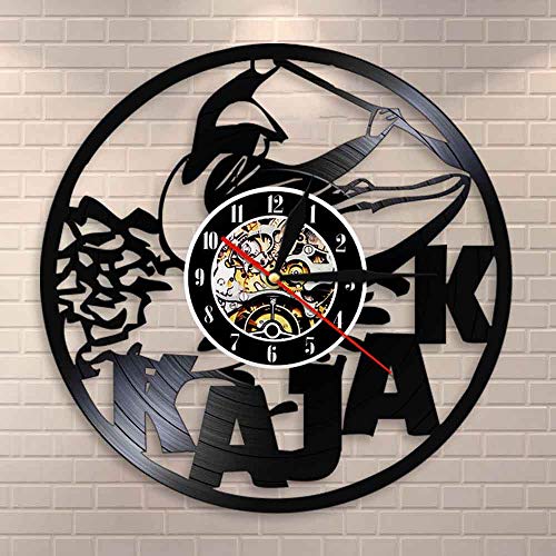 UIOLK Kayak Wall Art Deportes acuáticos Explore Kayak Reloj de Pared Kayak Retro Vinilo Reloj de Pared Kayakista Regalo