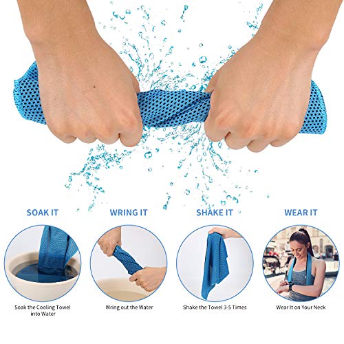 Ulikey 4 Pack Toalla de Enfriamiento, Toalla de Hielo Fría Instantánea, Toalla Deportiva de Secado Rápido de Gimnasio Toalla para Viajes, Yoga, Correr, Senderismo