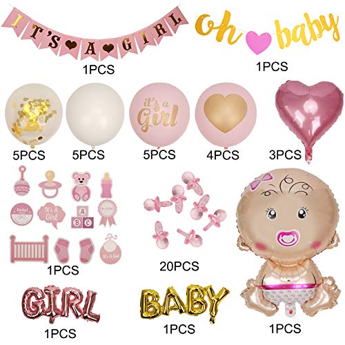 Ulikey Baby Shower Decoración, Baby Shower Globos, Decoraciones Fiesta de Bienvenida de Bebé Niña, Decoración de Baby Shower para Niñas, Accessorios Baby Shower