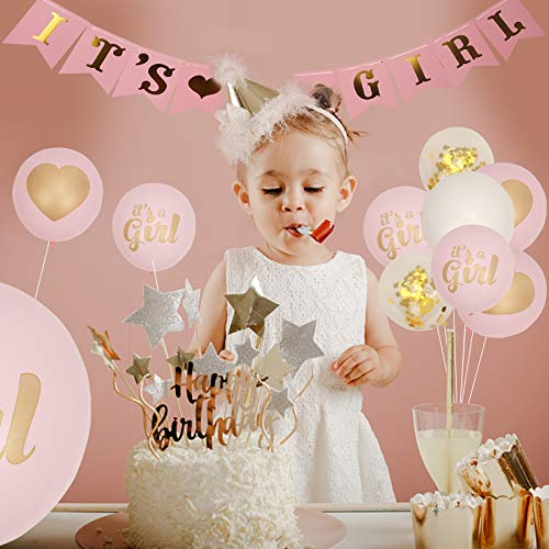 Ulikey Baby Shower Decoración, Baby Shower Globos, Decoraciones Fiesta de Bienvenida de Bebé Niña, Decoración de Baby Shower para Niñas, Accessorios Baby Shower