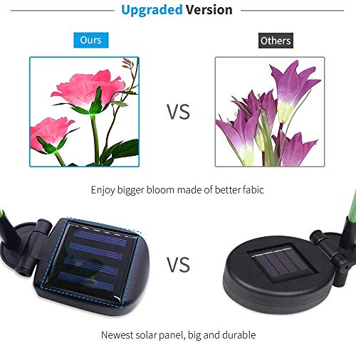 Ulmisfee Luces Solares de Jardín Luz de Estaca Rosa Solar Luces de Camino Luces Decoradas de Jardín Patio al Aire Libre para Festivales Navidades (Red, 2 PCS)