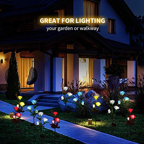 Ulmisfee Luces Solares de Jardín Luz de Estaca Rosa Solar Luces de Camino Luces Decoradas de Jardín Patio al Aire Libre para Festivales Navidades (Red, 2 PCS)