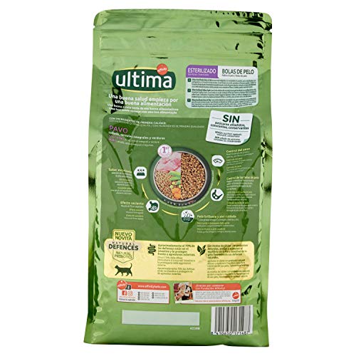Ultima Pienso para Gatos Esterilizados Bolas de Pelo con Pavo - 1500 gr