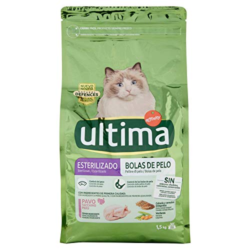 Ultima Pienso para Gatos Esterilizados Bolas de Pelo con Pavo - 1500 gr
