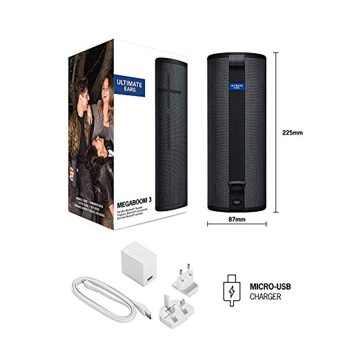 Ultimate Ears Megaboom 3 Altavoz Portátil Inalámbrico Bluetooth, Graves Profundos, Impermeable, Flotante, Conexión Múltiple, Batería de 20 h, color Negro