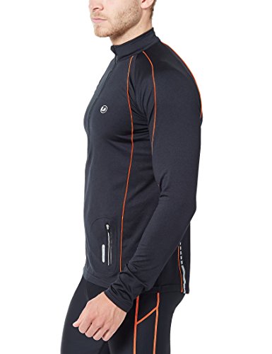 Ultrasport Jimi Camiseta de Correr, Hombre, Negro/Neón Naranja, M