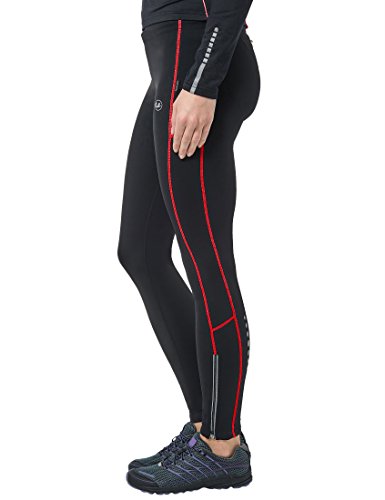 Ultrasport Quick Dry Thermo-Dynamic Pantalones Largos, Mujer, Negro/Rojo, Large