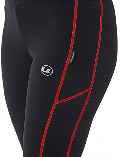 Ultrasport Quick Dry Thermo-Dynamic Pantalones Largos, Mujer, Negro/Rojo, Large