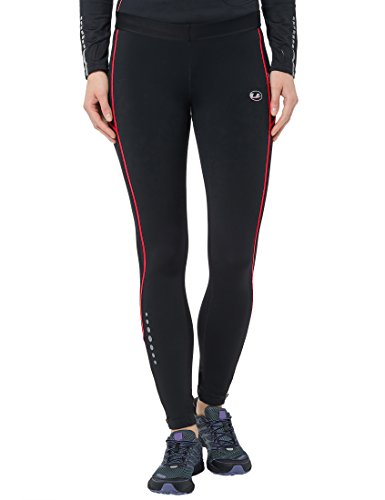 Ultrasport Quick Dry Thermo-Dynamic Pantalones Largos, Mujer, Negro/Rojo, Large