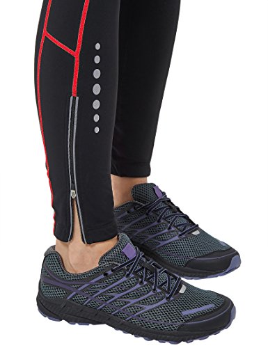 Ultrasport Quick Dry Thermo-Dynamic Pantalones Largos, Mujer, Negro/Rojo, Large