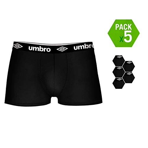 Umbro Set de 5 boxers (5MULTICOLOR) -100% 35% algodón / 65% poliéster -color negro(3)/gris(1)/azul(1) Bóxer, PACK 05 T040-2, L Hombre