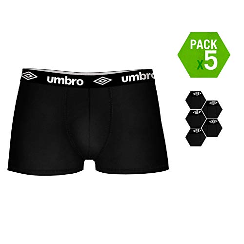 Umbro Set de 5 boxers (5MULTICOLOR) -100% 35% algodón / 65% poliéster -color negro(3)/gris(1)/azul(1) Bóxer, PACK 05 T040-2, S Hombre