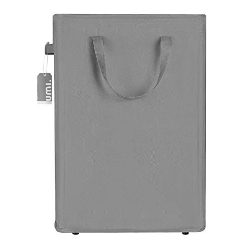 UMI Cesto de Ropa Delgado de 45L con Asas Cesto de Ropa Portátil Pequeño Cesto de Ropa Delgada y Sucia Cesto de Almacenamiento de Ropa Plegable Gris