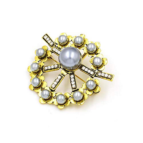 U/N Perlas de Broche de Guirnalda Vintage Que rodean Perlas simuladas Grises para Mujeres, Accesorios llamativos para Camisa de Vestir
