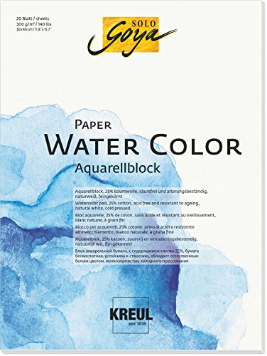 Unbekannt Solo Goya Paper Water Color, Bloc para Acuarelas, 20 Hojas
