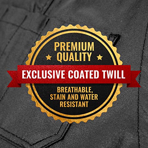 Under NY Sky Delantal de Peluquero Negro y Oro - Resistente al Agua y Manchas - Correas de Espalda Cruzada - Multi Bolsillos - Hombres, Mujeres, Peluquero, Colorista, Barbero, Barman, Chef, Salón