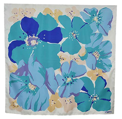 Ungaro - Seda cuadrados flores tropicales aqua.