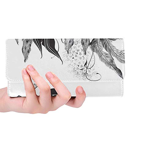 Único Personalizado Resumen Mujer Máscara Flores Negro Blanco Mujeres Trifold Monedero Monedero Largo Titular de la Tarjeta de Crédito Caso Bolso