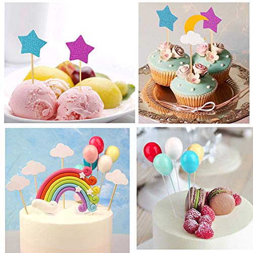 Unicorn Cake Topper Cloud Rainbow Star Balloon Cake Topper Decoraciones de pasteles Comestibles Stand Up Wafer para cumpleaños Boda Baby Shower Party Pack de 15