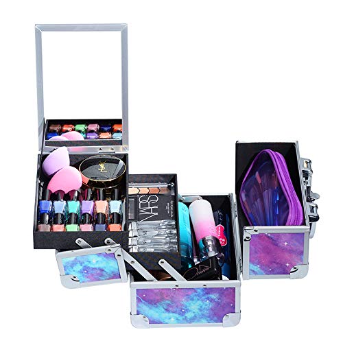 Unicornio Maletín para Maquillaje Profesional Pequeño Vacío con Espejo Luz Portátil Impermeable Caja Neceser Organizador Cosmético Estetica Regalo para Mujer Chica Novia