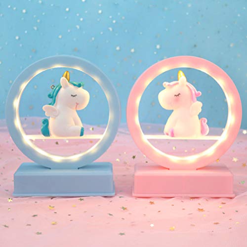 unicornio mesa luz dormitorio decoración música lámpara de noche regalo de cumpleaños para niña sin batería incluida- rosa