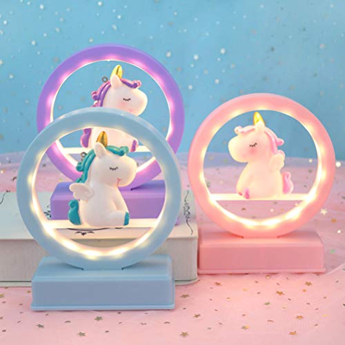 unicornio mesa luz dormitorio decoración música lámpara de noche regalo de cumpleaños para niña sin batería incluida- rosa