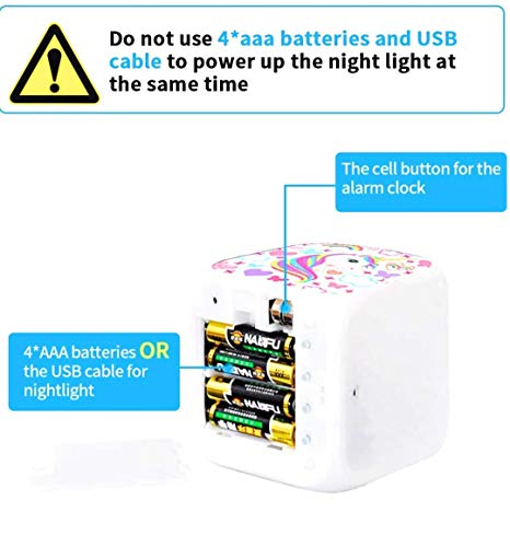 Unicornio reloj despertador de alarma digital para niñas, Reloj con luz LED de noche con un brillo muy calido para la noche. Visualización de hora temperatura fecha alarma