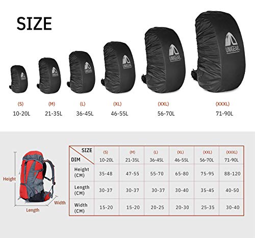 Unigear Funda Impermeable para Mochila 15~80L Cubierta de Bolsa Bolso Protector de Lluvia para Camping Senderismo Excursionismo