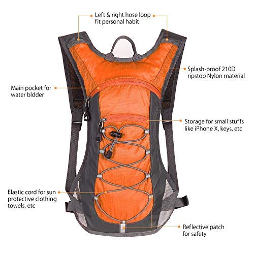 Unigear Mochila Hidratación Mochila Tactica Running Trail con 2L Deposito De Agua Desmontable Bolsa De Agua Múltiples Almacenamiento Compartimiento para Senderismo Ciclismo Camping Bicicleta