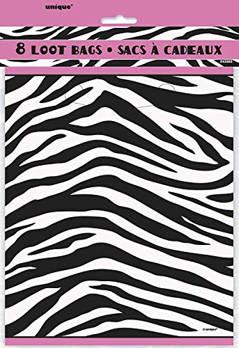 Unique Party - Bolsas de Regalo - Diseño de Estampado de Cebra - Paquete de 8 (43383)