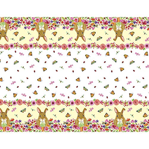 Unique Party - Mantel de Plástico - 2,13 m x 1,37 m - Diseño Floral del Conejito de Pascua (72633)