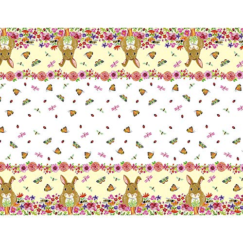 Unique Party - Mantel de Plástico - 2,13 m x 1,37 m - Diseño Floral del Conejito de Pascua (72633)