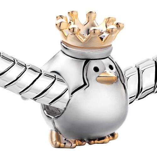 uniqueen del Día de la Madre Gifts pingüino King Crown Animal Charms Nueva venta barato Beads Fit Pandora Chamilia pulsera regalo