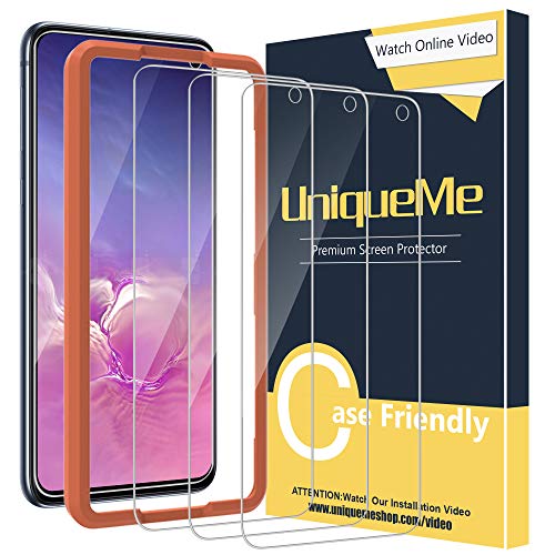 UniqueMe [3 Pack Protector de Pantalla para Samsung Galaxy S10e, Cristal Vidrio Templado [9H Dureza] HD Film [Sin Burbujas]