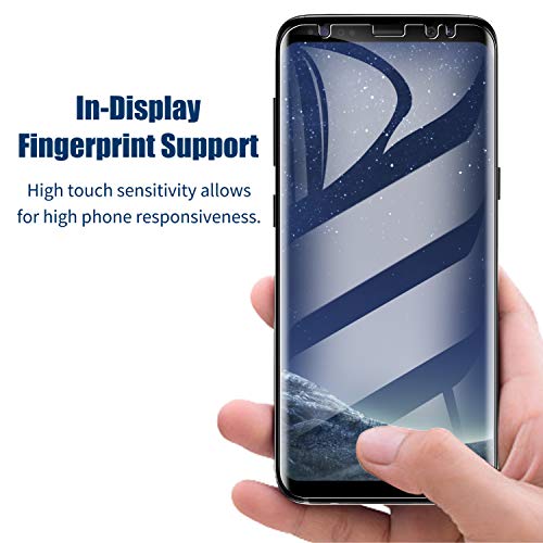 UniqueMe [3 Pack] Protector de Pantalla para Samsung Galaxy S8, [Fácil instalación] [Huella Digital Disponible] HD Clear TPU Case Friendly Película Flexible de Cobertura Completa