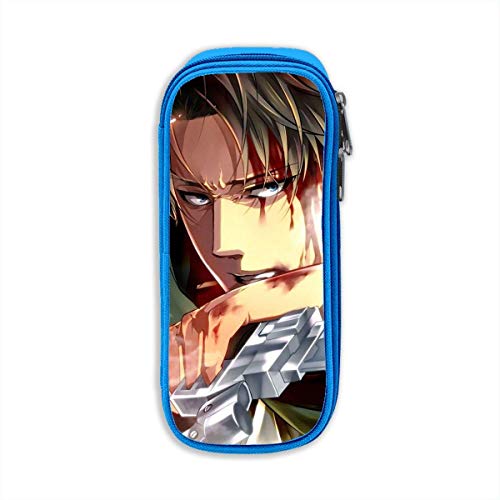 Unisex Teen High Capacity Zipper Pencil Pen Pouch Attack On Titan Manga Levi Ackerman nunca morirá Estuches cosméticos Organizador de escritorio Cute Students Stationery Pouch for Middle School