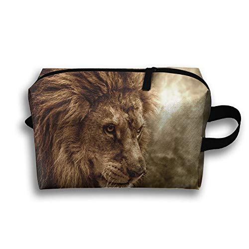 Unisex Tourist Bag Lion se opone a la bolsa de maquillaje de viaje multifuncional Storm's Sky con cremallera Bolsas de cosméticos