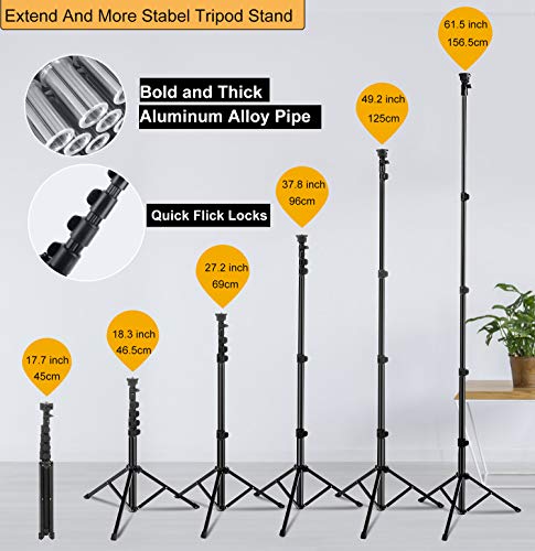 UPhitnis 10" Luz de Anillo LED Fotográfica, 3 Colores 10 Brillos Regulables Control Remoto, 63" Trípode con Soporte Giratorio de teléfono para Selfie, Youtube, TIK Tok