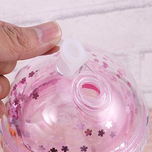 UPKOCH Vaso de plástico con pajita y tapa de doble pared, con purpurina y estrella, 480 ml, plástico, rosa, 22 x 10 x 10cm